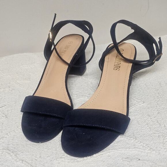 Dream Pairs Carnival Navy Blue Chunky Block Heels Faux Suede Career Party Size 9 - Picture 1 of 5
